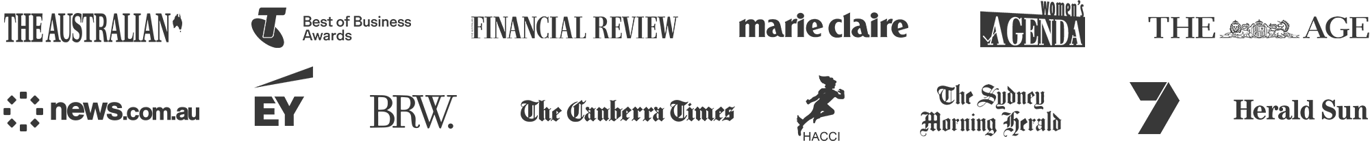 Media logos: publications that have featured HerBusiness programs
